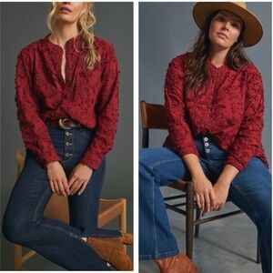 Anthropologie Pilcro The Whitney Textured Trapeze Button-down Sz small Boho